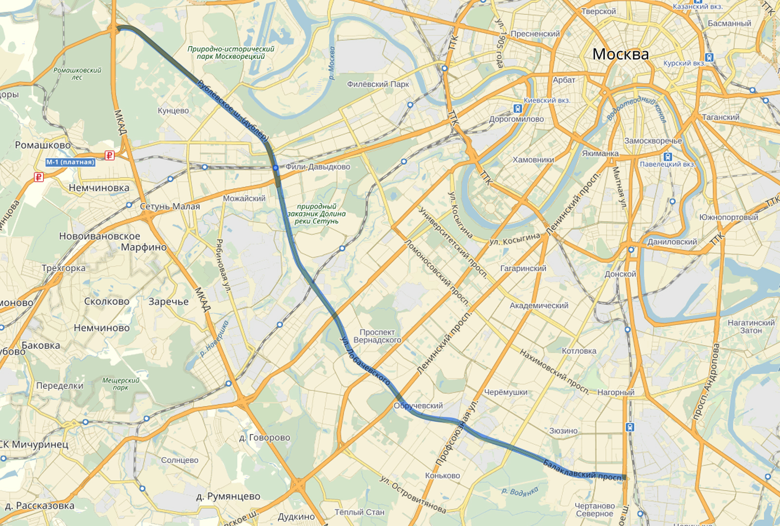 Южная рокада на карте москвы подробная схема